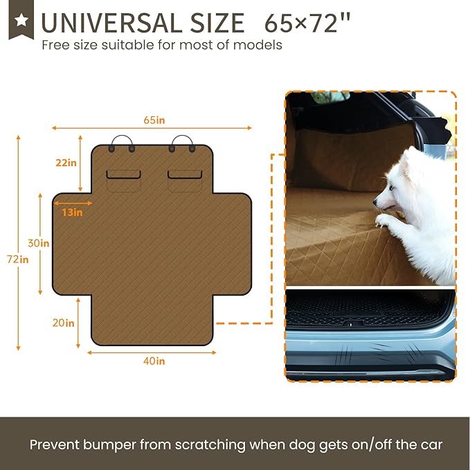 NESTROAD SUV Cargo Liner for Dogs Size,65"×72",Brown