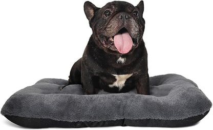 24 inch Dog Bed for Crate Washable Extra Soft Small Dog Bed Pillow with Zipper fit Small Breed Pets,Crate pad 24 x 18 inch with Anti-Slip Bottom Helps Ease Pet Anxiety,Dark Gray