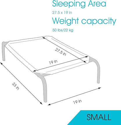 PHYEX Heavy Duty Steel-Framed Portable Elevated Pet Bed 33" L 19" W 7.5" H(S,
