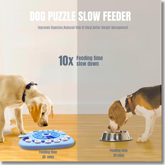 Dog Puzzle Toys Level 2, Dog Puzzles for Smart Dogs, Interactive Dog Treat Puzzles for Large Medium Small Dogs with Suqeaky Dog Button Design