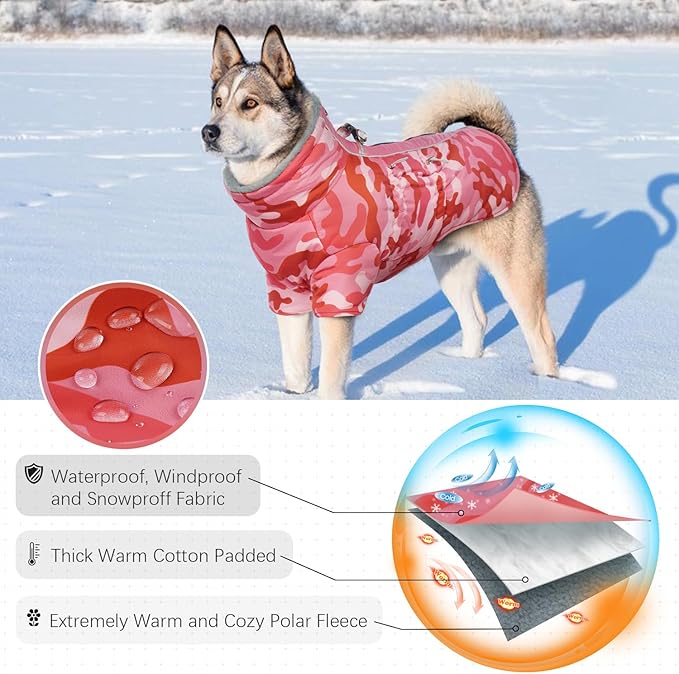 IDOMIK Warm Dog Coats with Harness 3XL