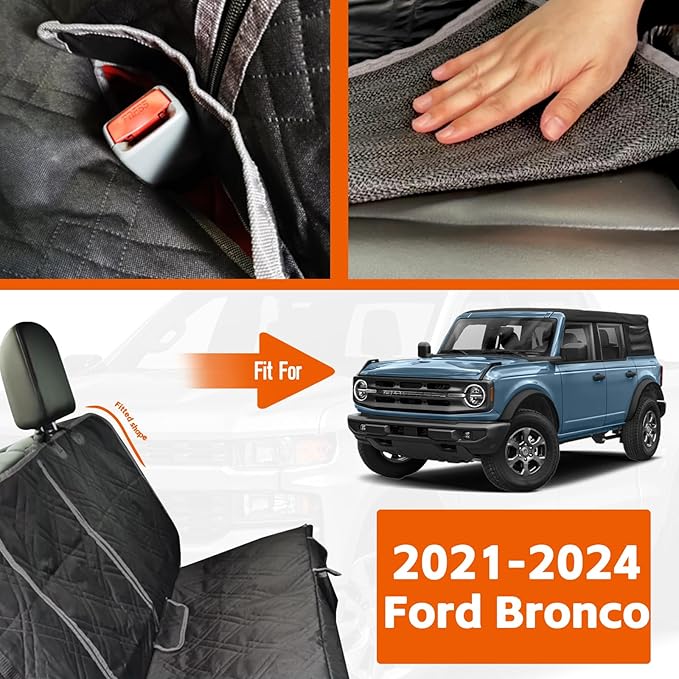 Dog Car Seat Cover Compatible with Ford Bronco 2021-2024 600D Heavy