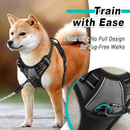 BARKBAY Dog Harness No Pull for Small Dogs - Adjustable, Reflective, Comfortable, No Choke, Heavy-Duty - Perfect for Outdoor Training, Walking, and Hiking - Strong & Durable - S & Dark Grey