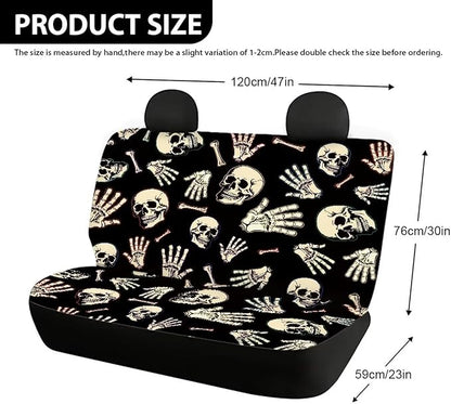 AFPANQZ Skull Skeleton Car Backseat Covers Dog Seat Cushion for Rear Seat Non-Slip Soft Car Seat Covers for Dogs