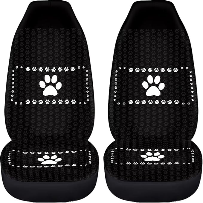 Dog Paws Printed Car Seat Covers Auto Protective Accessories Gift Front Seats Only Full Set of 2