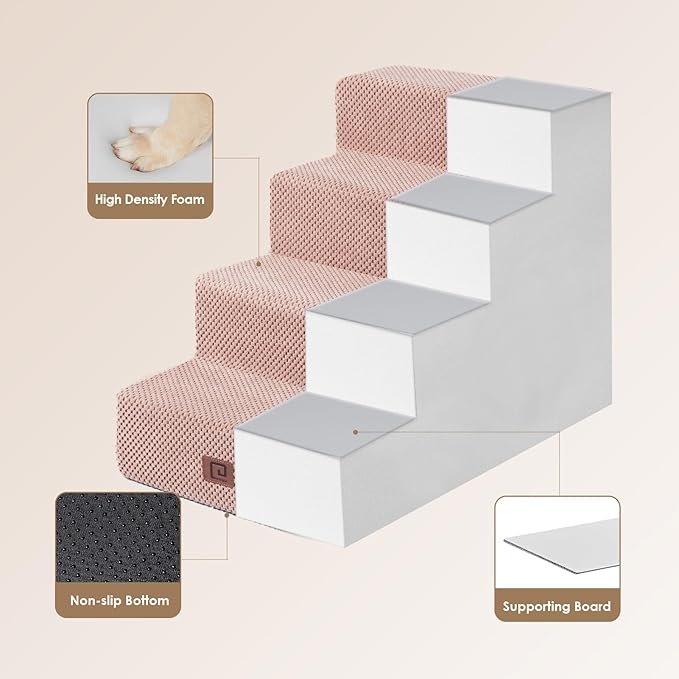 EHEYCIGA Dog Stairs for Bed 18”H 4-Step Dog