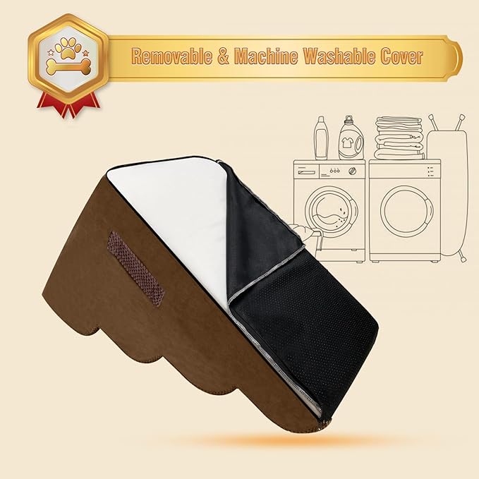 PAWSCART Dog Stairs for Small Dogs 19.6” H 30D Material 4-Step Dog