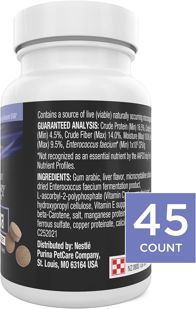 Purina Pro Plan Veterinary Supplements FortiFlora Chewable Dog Probiotic Supplement Tablets 45 ct.