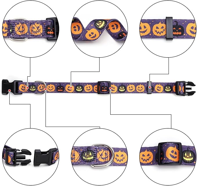 TDTOK Cute Halloween Dog Collar for Small Medium 5 Different