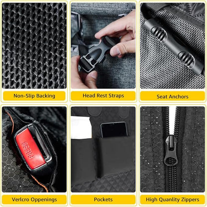 Vailge 6 in 1 Dog Car Seat Cover for Back Seat 60/40 Split 100% Waterproof