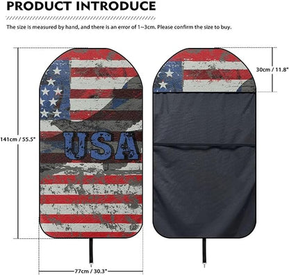 Eagle USA Flag Sweatproof Towel Car Front Seat Cover Non-Slip Bucket Seat Protector Easy to Install Universal Seat Cover for Car