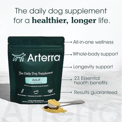 All-in-One Dog Supplement for Advanced Wellness & Longevity, 46 Premium Ingredients for Health Aging, Hip & Joint, Cognition, Skin, Gut & Organs, Vet-Formulated, Adult Formula 2-7 Yrs, 19.6 oz