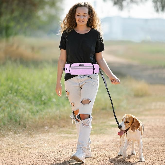 Hands Free Dog Leash with Dog Walking Fanny Pack for Large Medium Small Dogs