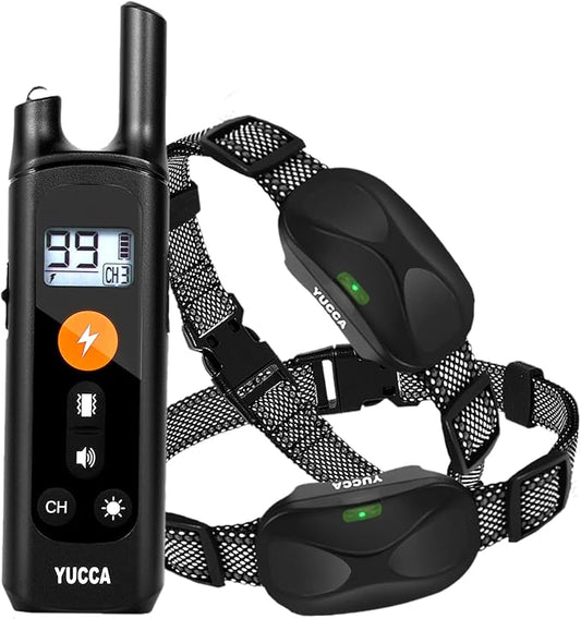 yucca Dog Shock Collar 2600Ft Dog 40-120lbs Medium 3 Channel, Shock(1-99), LED-Light