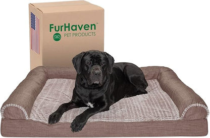 Furhaven Cooling Gel Dog Bed for Large Dogs w/ Removable Bolsters & Washable Cover 125 lbs