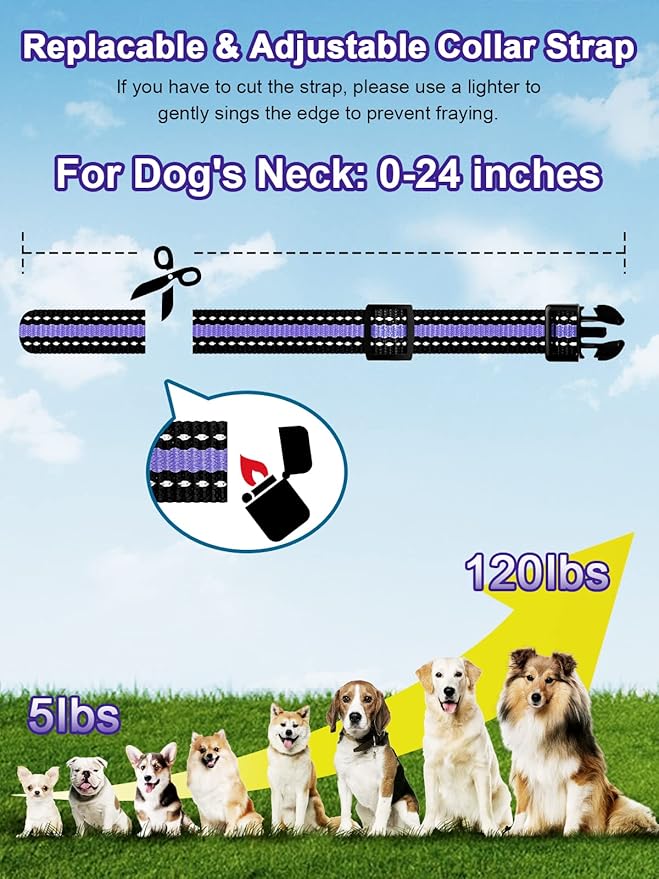 Bousnic Dog Shock Collar 2 Dogs (5-120Lbs) 3300 ft (1-8) Vibration (1-16) and (1-99) Modes