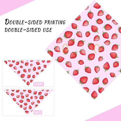 Strawberry Fruit Dog Bandana Washable Pets Scarf Triangle Adjustable Handkerchief