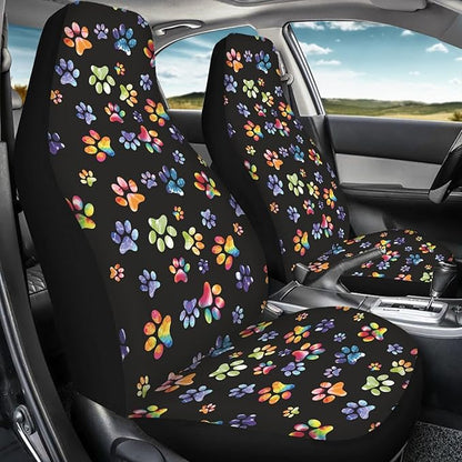 Tie Dye Dog Paws Print Car Seat Covers for Front Seats Only