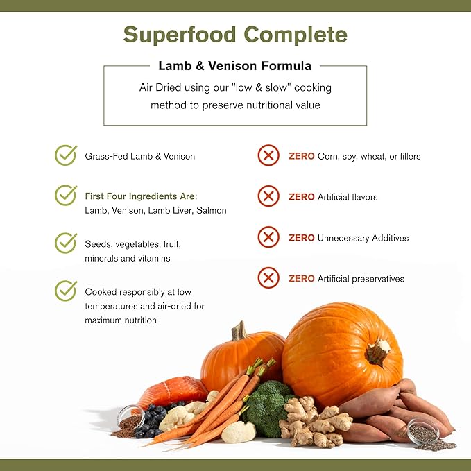 by Katherine Heigl- Superfood Complete, Air-Dried Adult Dog Food, High Protein, Zero Fillers, Superfood Nutrition (Premium Lamb & Venison Formula, 11.5 oz.)