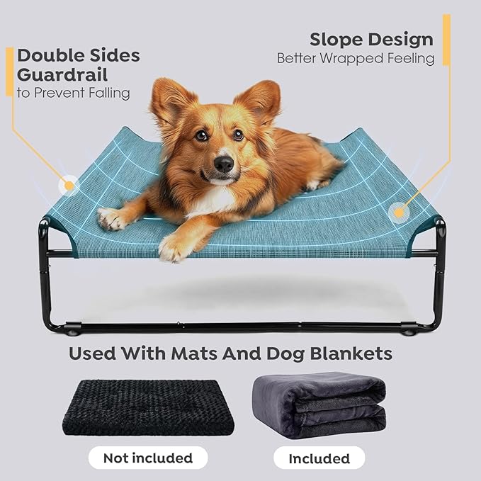 Veehoo Medium Elevated Dog Bed with Flannel Dog Blanket CWC2201B