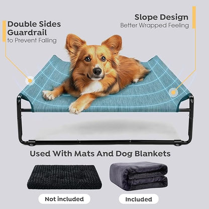 Veehoo Medium Elevated Dog Bed with Flannel Dog Blanket CWC2201B