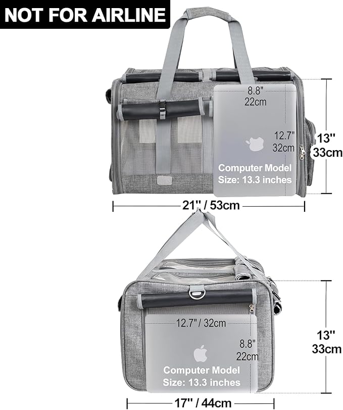 Cat Carrier with Wheels for 2 Cats, Double Compartment Pet Carrier on Wheels for 2 Cats, 21" x 17" x 13" Not for Airline