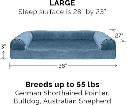 Furhaven Memory Foam Dog Bed for Large/Medium Dogs w/ Removable Bolsters & Washable Cover 55 lbs