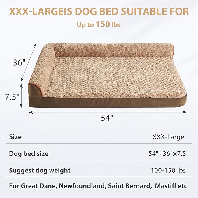 BFPETHOME Orthopedic Dog Beds for Large Dogs-Waterproof Sofa Dog Bed with Removable Washable Cover