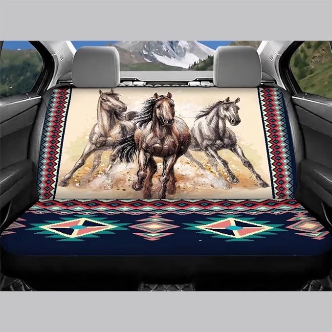 Doojoayie Aztec Horse Car Seat Cover for Rear