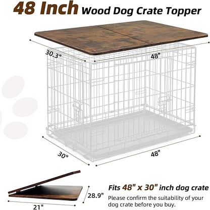 Dog Crate Topper Wood 48 Inch Dog Crate Topper Crate Table Topper Collapsible Dog Kennel Topper for Decorative Dog Crate 48 Inch