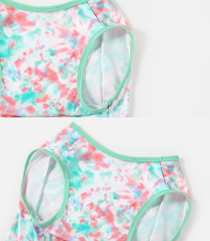 Dog Tie dye Sleeveless T Shirt Green Red Printed Dogs Vest Shirt Pajamas Breathable Stretchy Summer Clothes for Extra large Dog Boys Girls（3X-Large,Green）