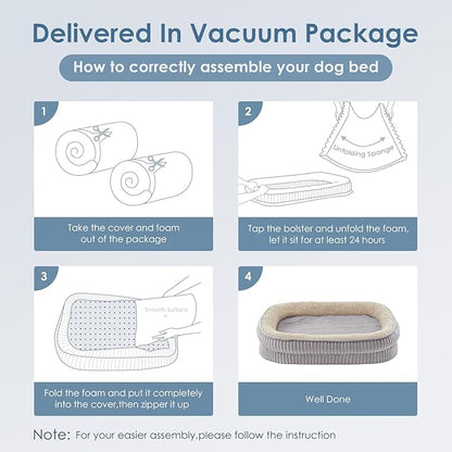 Orthopedic Dog Bed for XXL & Extra Large Dogs 4-Sided Bolster 41 x 30 Inch,