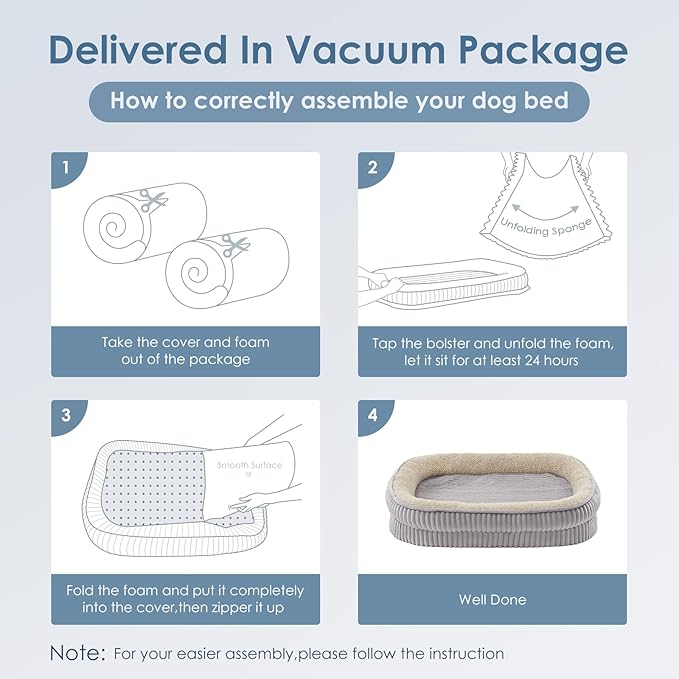 Orthopedic Dog Bed for Puppy Dog and Cat 4-Sided Bolster 20 x 19 Inch,