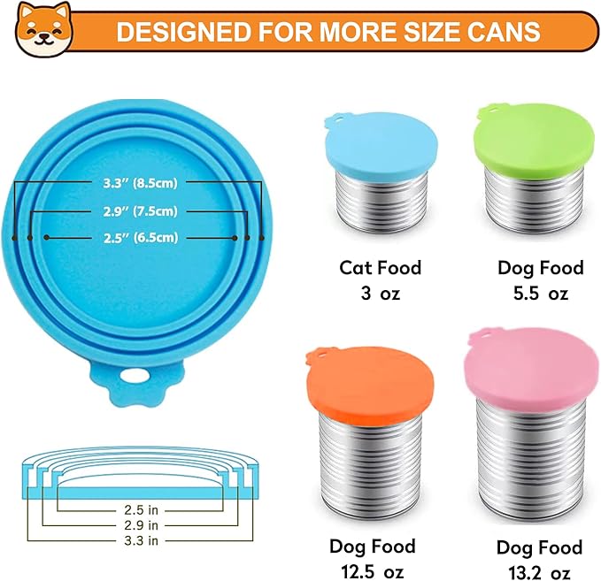 2 Pack Pet Food Cans Lids, Silicone Food Can Covers for Dog and Cat, BPA Free/Food Safe/Universal, One Fit Most Standard Size Food Can Top Teal/Red