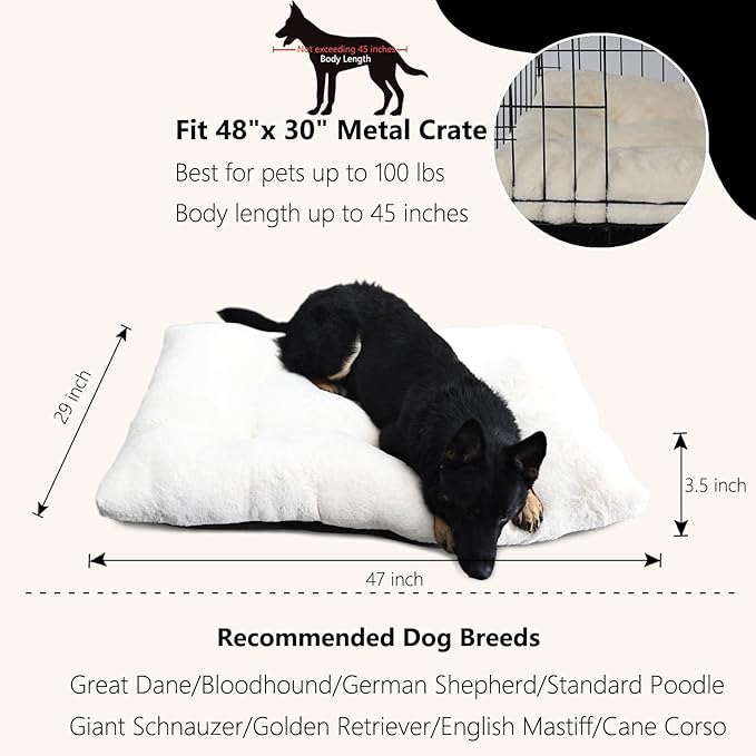 nononfish Large Dog Crate Pads 48 x 30 Washable with Anti-Slip Bottom fit Metal Dog Crates or Kennel 48inch Kennel