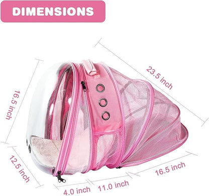 Joysnana Cat Backpack Carrier Bubble Pet Bags, Expandable Transparent Space Capsule Backpack for Cat Outside Activities(Pink)