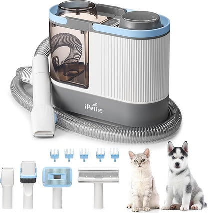 iPettie Max15 Pet Grooming Vacuum with Upgraded Smooth Clipper- Dual Airway Anti-Clogging Design Ensures True 2L/0.5Gal Full Capacity, Easy Home Shedding & Shaving for Dogs and Cats