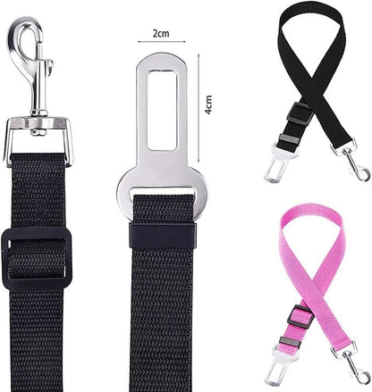 Dog Seat Belts | JHXTZ Pet Seat Belts | 2 Pack Dog Car Seat Belts | Adjustable Pet Seat Belts for Dogs, Cats and Pets(Black and Pink)