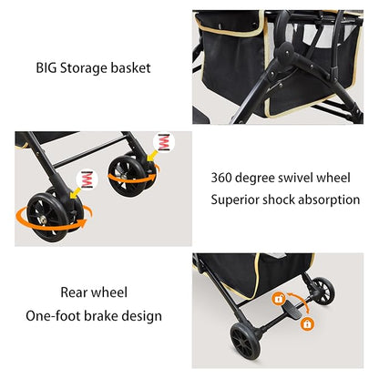Dog Stroller Pet Stroller Cat Stroller Portable Foldable 30 Pounds