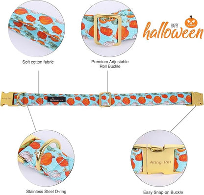 ARING PET Halloween Dog Collar Cotton Pumpkin Dog Collar with Bow