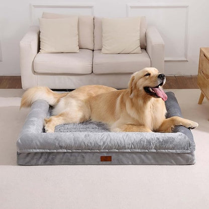 XL Dog Bed, Orthopedic Dog Bed with Egg Crate Foam, Washable Dog Bed with Removable Cover, Extra Large Dog Bed up to 90lbs