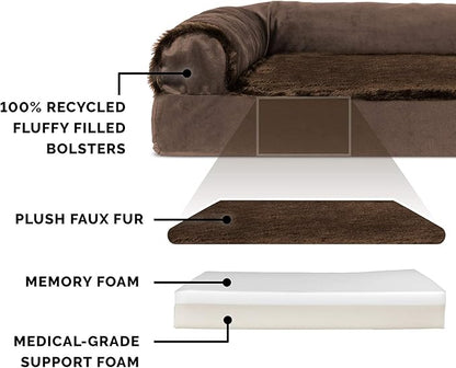 Furhaven Memory Foam Dog Bed for Large Dogs w/ Removable Bolsters & Washable Cover 95 lbs
