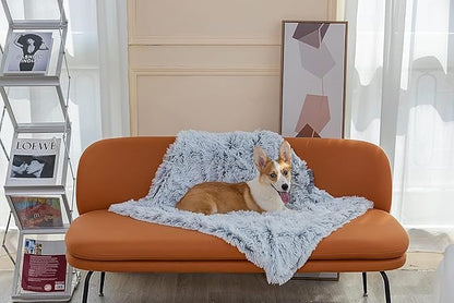 PJYuCien Throw Blanket for Dogs & Cats - Fluffy Fleece Calming Pet Throw Blanket, Small Size 16in x 24in, Super Soft and Warm for Indoor, Machine Washable, Grey Puppy Kitten Blanket