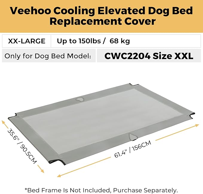 Veehoo Dog Bed Replacement Cover for CWC2204, Size XXL, Grey