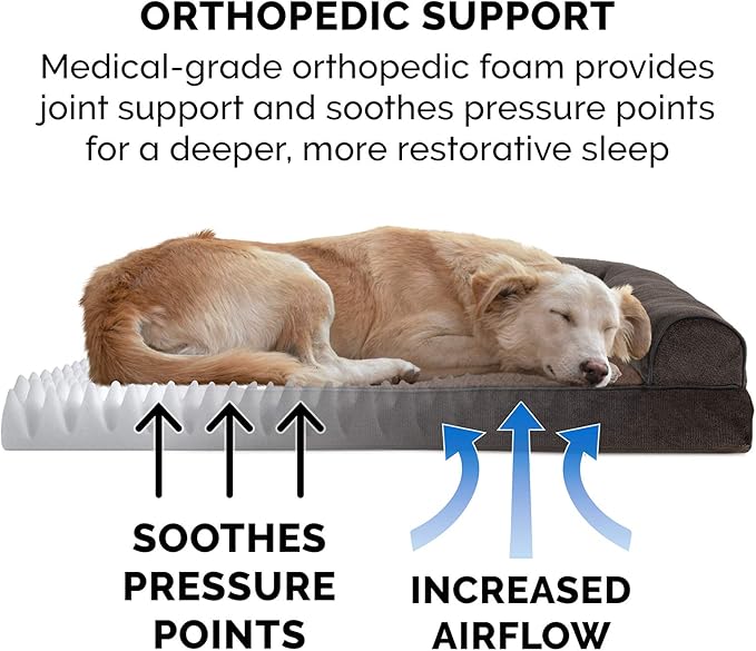Furhaven Orthopedic Dog Bed for Medium/Small Dogs w/ Removable Bolsters & Washable Cover 35 lbs