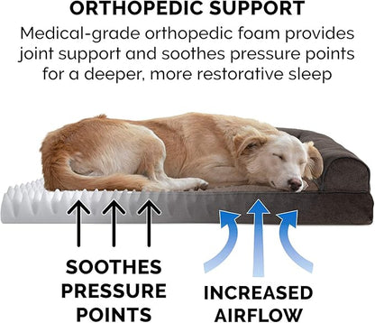 Furhaven Orthopedic Dog Bed for Medium/Small Dogs w/ Removable Bolsters & Washable Cover 35 lbs