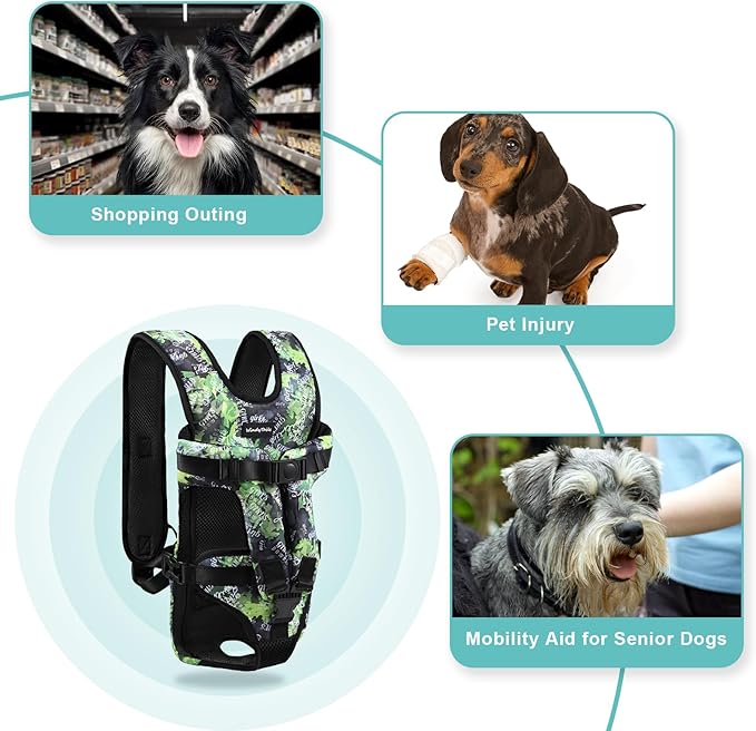 WindyTails Dog Backpack Carrier for Medium Small Large Dogs, Pet Backpack Carrier, Dog Front Carrier, Dog Hiking Backpack, Dog Baby Carrier, Dog Chest Carrier for Hiking Outdoor, Jungle, M