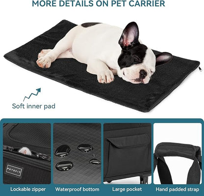 PETSFIT Extra Large Pet Carrier with Wheels Designed for 2 Small Dogs/Multiple Kittens/Medium Dogs with Adjustable Safety Rope & Waterproof Bottom (𝑵𝒐𝒕 𝑨𝒊𝒓𝒍𝒊𝒏𝒆 𝑨𝒑𝒑𝒓𝒐𝒗𝒆𝒅)