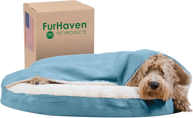 Furhaven 35" Round Orthopedic Dog Bed for Large/Medium Dogs w/ Removable Washable Cover 50 lbs 35-inch