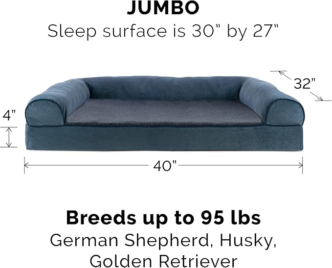 Furhaven Orthopedic Dog Bed for Large Dogs w/ Removable Bolsters & Washable Cover 95 lbs